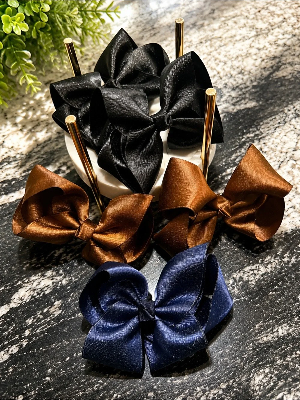 Girls Kids Hair Bows Set - Black, Brown, Navy